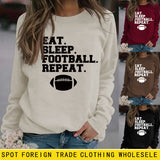 EAT SLEEP FOOTBALL REPEAT Damen Herbst und Winter Rundhals Langarm Pullover