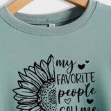 Meine Lieblings-Menschen rufen Sunflower Letter Love Rundhals Langarm Pullover
