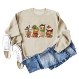 Lapin citrouille Halloween col rond manches longues grande taille pull femme