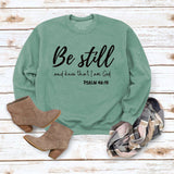 Be Still and Know – pull à manches longues et col rond pour fille, ample, avec lettres imprimées, grande taille, à la mode