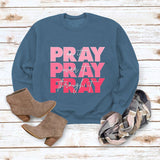 Rundhals-Oberteile Langarm-Sweatshirt mit PRAY Onit PRAY Oues It-Aufdruck