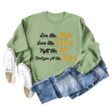Live Like John Love Damen-Pullover mit Buchstaben, Rundhalsausschnitt, lockeres Langarmshirt, großer Pullover