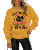 Rundhals-Oberteil, langärmliges, lockeres Sweatshirt mit DON'T MESS-Aufdruck