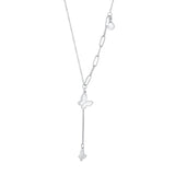 Chaîne en morceaux avec pendentif papillon tridimensionnel et collier de perles avec chaîne de clavicule assortie
