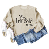 Ja, mir ist kalt, Buchstabe, lockeres, lässiges Langarmshirt, großer Pullover für Mädchen