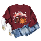 Tis' The Season – pull à manches longues et col rond pour femme, ample, avec lettres de citrouille, Halloween