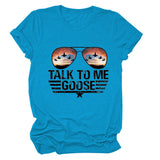 TALK TO ME GOOSE T-shirt imprimé lettre d'été avec col rond et manches courtes