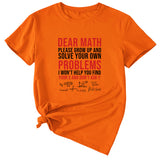 T-shirt à manches courtes et col rond imprimé lettre Dead Math, été décontracté