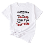 Großes Damen-T-Shirt mit F-Bomb-Mom-Motiv und Tattos