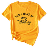 Lässiges, lockeres Kurzarm-T-Shirt mit Aufschrift „You Had Me At Day“.