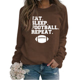 EAT SLEEP FOOTBALL REPEAT Damen Herbst und Winter Rundhals Langarm Pullover