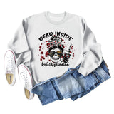 DEAD INSIDE BUT Skull Letter Body surdimensionné à manches longues pour femme
