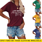 Lässiges Kurzarm-T-Shirt mit Rundhalsausschnitt und Buchstaben-Aufdruck für Damen von Love Them
