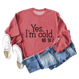 Ja, mir ist kalt, Buchstabe, lockeres, lässiges Langarmshirt, großer Pullover für Mädchen