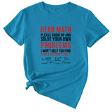 T-shirt à manches courtes et col rond imprimé lettre Dead Math, été décontracté