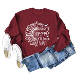 Meine Lieblings-Menschen rufen Sunflower Letter Love Rundhals Langarm Pullover