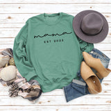 Mama EST 2022 Letter Casual Round Neck Simple Bottomed Sweater Loose with Fashionable Women's Top