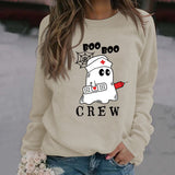 BOO BOO CREW Lettre Lâche Automne/Hiver Bas Manches Longues Pull Femme