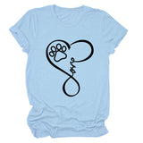 T-Shirt à manches courtes et col rond pour femme, imprimé Love Dog, à la mode