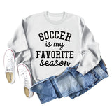 SOCCER IS MY FAVORITE Letters Round Neck Long-sleeved Sweater for Women