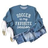 SOCCER IS MY FAVORITE Letters Round Neck Long-sleeved Sweater for Women