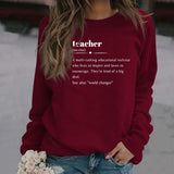 Teacher Love Letter Fashion Loose Ladies Long Sleeve Casual Plus Size Sweater