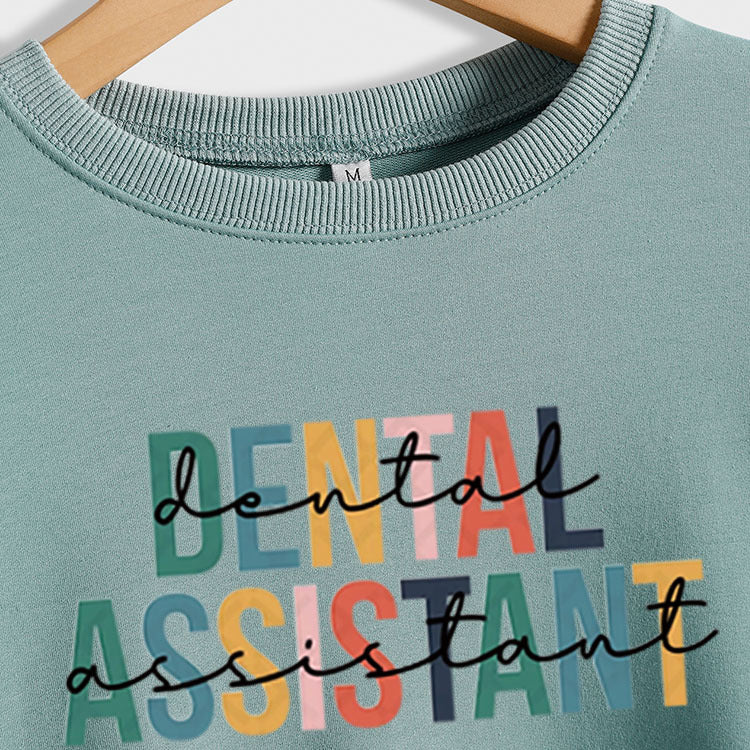 ASSISTANT DENTAIRE Lettre Lâche Imprimé Décontracté à manches longues Pull Fille