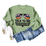 TALK TO ME GOOSE Letter Print Loose Long Sleeve Round Neck Sweater