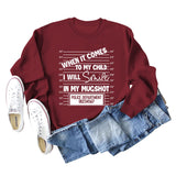 WHEN IT COMES TO MY Letter Fashion Loose Long-sleeved Sweater Girl