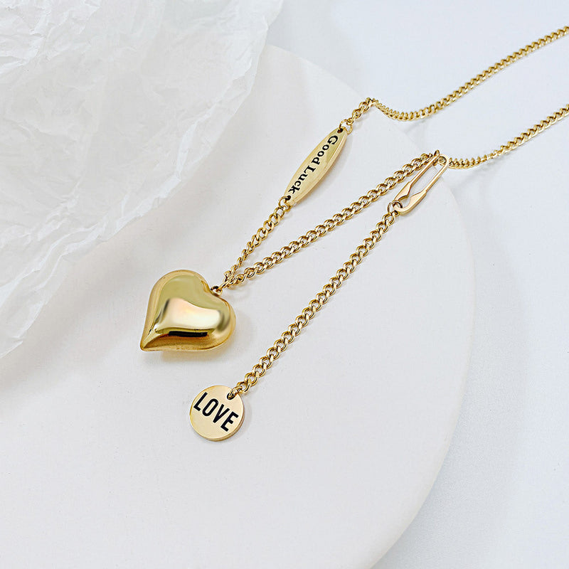 Einfache und vielseitige personalisierte Love Chain Quastenhalskette aus Titanstahl