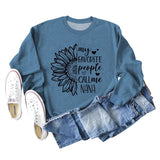 Meine Lieblings-Menschen rufen Sunflower Letter Love Rundhals Langarm Pullover
