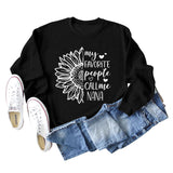 Meine Lieblings-Menschen rufen Sunflower Letter Love Rundhals Langarm Pullover