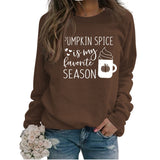 PUMPKIN SPICE IS MY LETTER LOVE PUMPKIN Rundhalsausschnitt Langarm-Sweatshirt für Damen in Übergröße