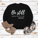 Be Still and Know – pull à manches longues et col rond pour fille, ample, avec lettres imprimées, grande taille, à la mode