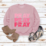 Rundhals-Oberteile Langarm-Sweatshirt mit PRAY Onit PRAY Oues It-Aufdruck