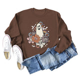 Lockeres, übergroßes, bedrucktes Langarm-Sweatshirt für Damen