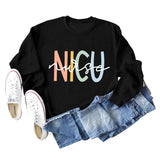 Pull à manches longues et col rond pour femme, vêtement d'infirmière, à la mode, avec lettres d'infirmière NICU