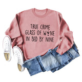 TRUE CRIME GLASS OF WINE Langarmpullover mit Buchstaben auf der Rückseite für Mädchen