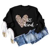Be Kind – sweat-shirt à manches longues et col ras du cou pour femme, imprimé léopard