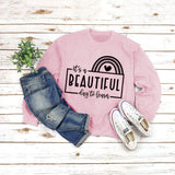 T-Shirt mit Rundhalsausschnitt und Buchstaben „It's A BEAUTIFUL“ Aufdruck