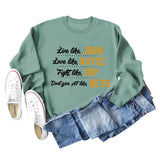 Live Like John Love Damen-Pullover mit Buchstaben, Rundhalsausschnitt, lockeres Langarmshirt, großer Pullover