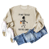 ICH BIN NICHT ZU ALT Buchstaben Totenkopf Kürbis Rundhals Langarm Pullover