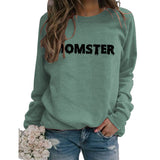 MOMSTER imprimé ample col rond hauts manches longues col rond sweat-shirt