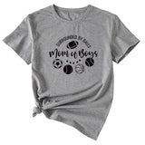 Surrounded By Balls Mom T-Shirt mit Basketball-Muster, Rundhalsausschnitt, kurzärmelig