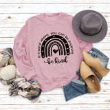 Sweat-shirt imprimé à manches longues et col rond pour femme, haut avec lettres dans un monde où