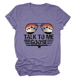 TALK TO ME GOOSE T-shirt imprimé lettre d'été avec col rond et manches courtes