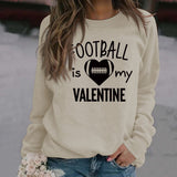 FOOTBALL IS MY VALENTINE Letter Love Baseball Long Sleeve Sweater Girl