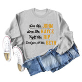 Live Like John Love Damen-Pullover mit Buchstaben, Rundhalsausschnitt, lockeres Langarmshirt, großer Pullover