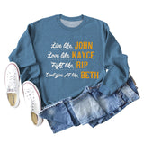 Live Like John Love Damen-Pullover mit Buchstaben, Rundhalsausschnitt, lockeres Langarmshirt, großer Pullover