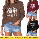 Kaffee Damen Loose Bottomed Langarm Top Großer Pullover Damen
